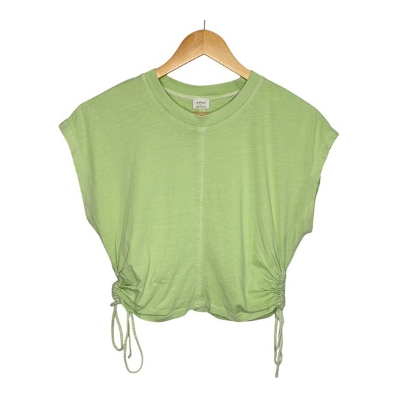Aritzia Wilfred Drawstring T-Shirt Crop Top Casual Green Tee Women‎ Size Small - Picture 1 of 5